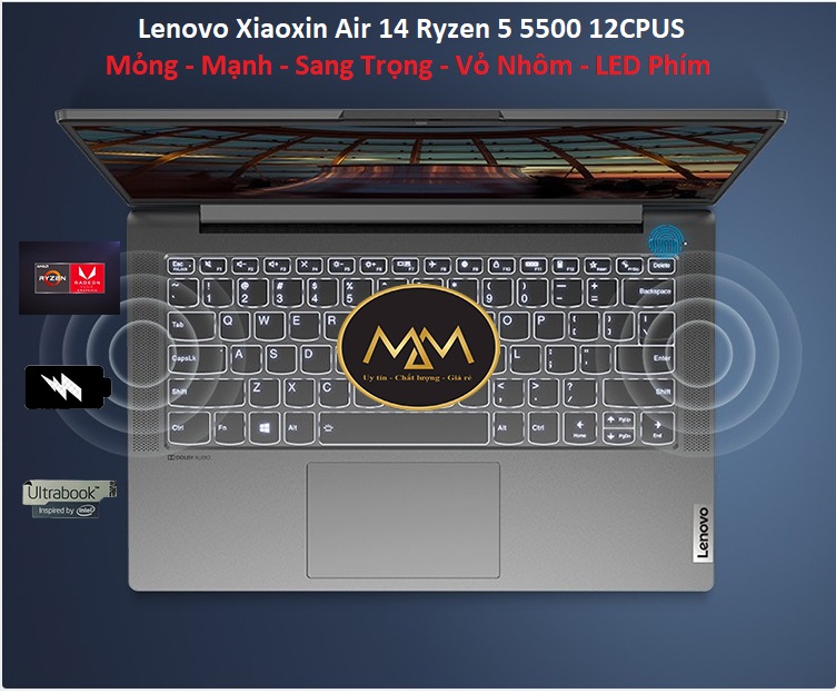 Laptop Lenovo Xiaoxin Air 14 Ryzen 5 5500H 12 CPUS/ 16G/ SSD512/ Vga AMD Radeon/ Full HD/ LED PHÍM/ Finger4
